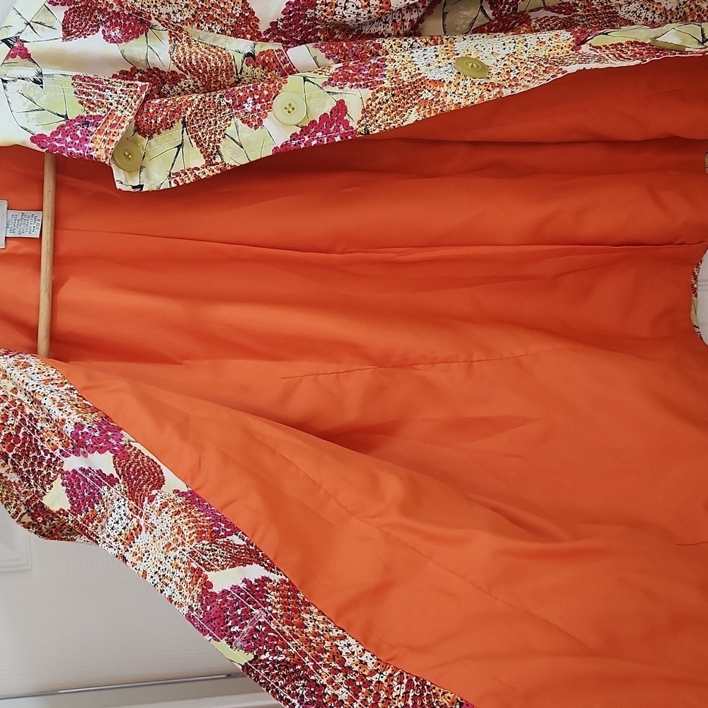 Chico’s Jacket Blazer Art To Wear Womens Sz 3 XL 16 Orange Pink Sequins Ladybugs - Picture 11 of 16